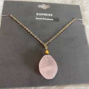 NWT Semi-Precious Pink Stone Necklace
